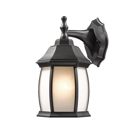 Z-LITE Waterdown 1 Light Outdoor Wall Light, Black And White Seedy T20-BK-F